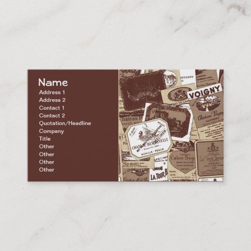 Vintage French Wine Labels Wallpaper Business Card Template