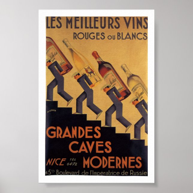 Vintage French Wine Les Meilleurs Vins Poster (Front)