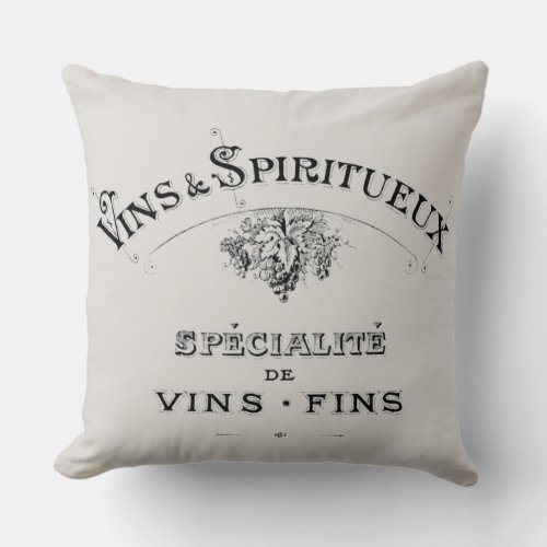Vintage French Wine  Spirits Ad Throw Pillow