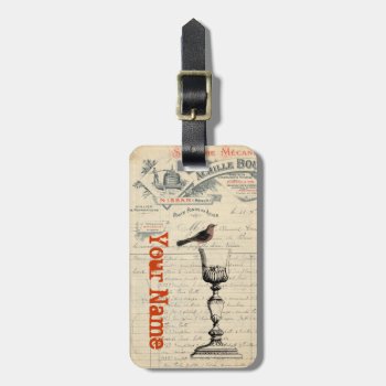 Vintage French Wine Themed Bag Tag by kathysprettythings at Zazzle