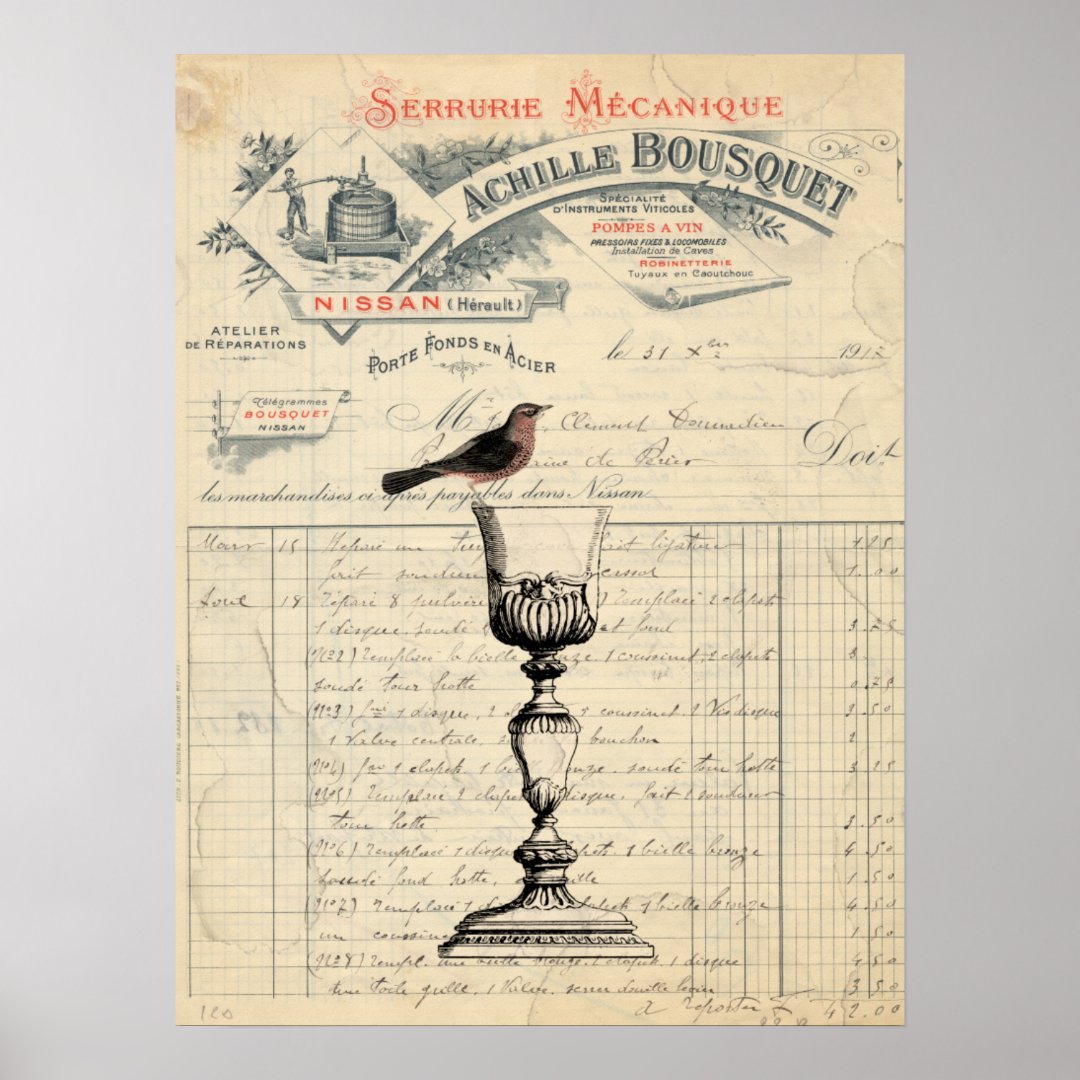 Vintage French Wine Themed Poster | Zazzle