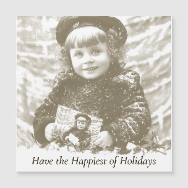 Vintage French Winter Girl Photo Christmas Message (Front)