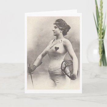 Vintage French Woman Fencer Note Card! Card by RetroMagicShop at Zazzle