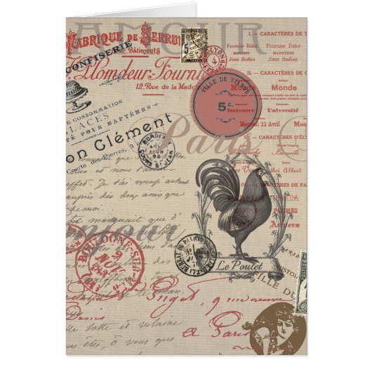 Vintage French Writing Paris Rooster typography (Front)