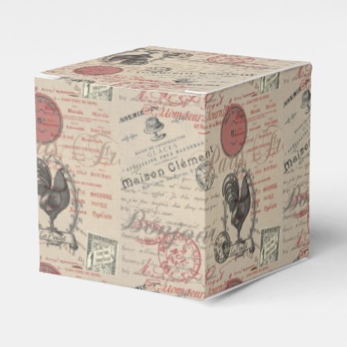 Vintage French Writing Paris Rooster typography Favor Boxes