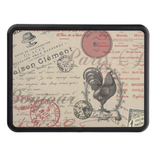 Vintage French Writing Paris Rooster typography Hitch Cover