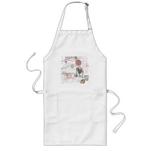 Vintage French Writing Paris Rooster typography Long Apron