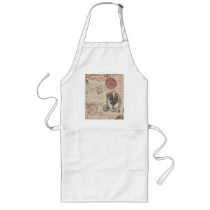 Vintage French Writing Paris Rooster typography Long Apron