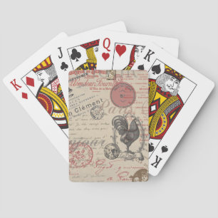 Vintage French Writing Paris Rooster typography Poker Cards