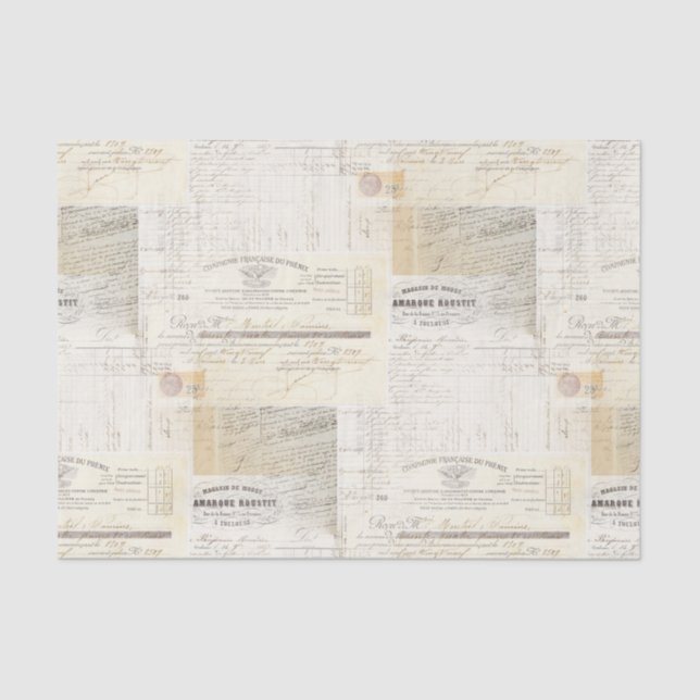 Vintage French Writing Tissue Paper (Front)