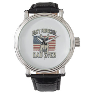 Vintage Frenchie Dad American Flag Watch