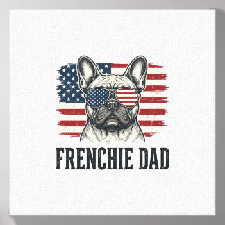 Vintage Frenchie Dad Patriotic Bulldog Shirt_1 Canvas Photo Tile