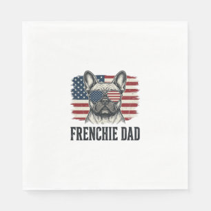 Vintage Frenchie Dad Patriotic Bulldog Shirt_1 Napkins