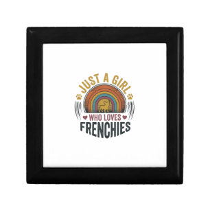 Vintage Frenchie Dog Lover Girl Shirt Design Gift Box