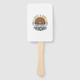 Vintage Frenchie Dog Lover Girl Shirt Design Hand Fan