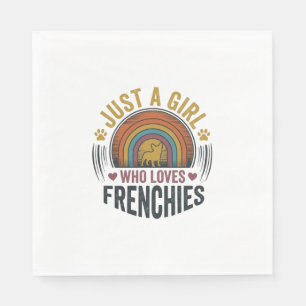 Vintage Frenchie Dog Lover Girl Shirt Design Napkins