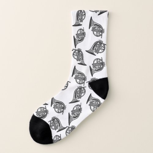 Vintage Frensh Horns Musical Instruments Pattern Socks