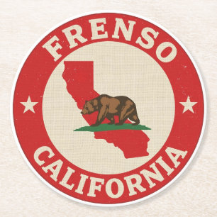 Vintage Frenso, California gifts Round Paper Coaster