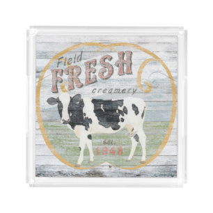 Vintage Fresh Creamery Cow Acrylic Tray