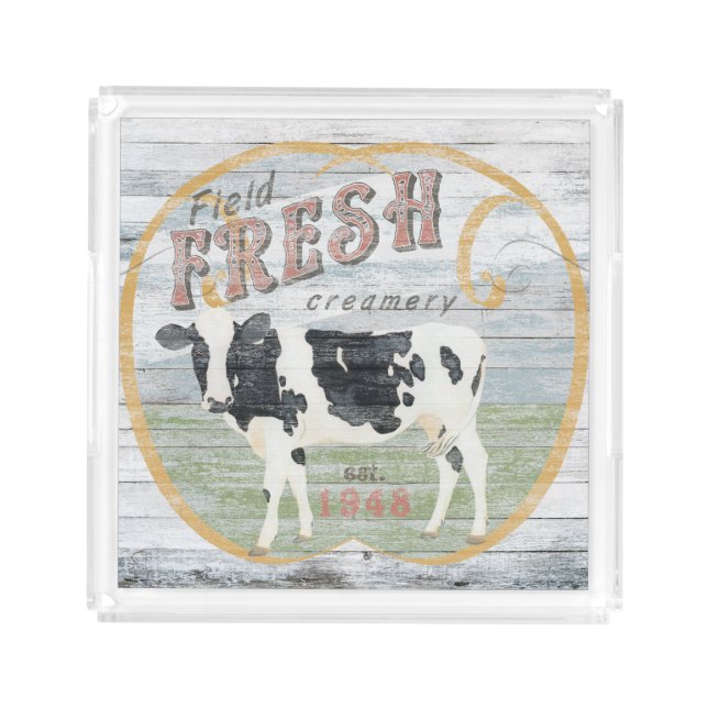 Vintage Fresh Creamery Cow Acrylic Tray (Front)