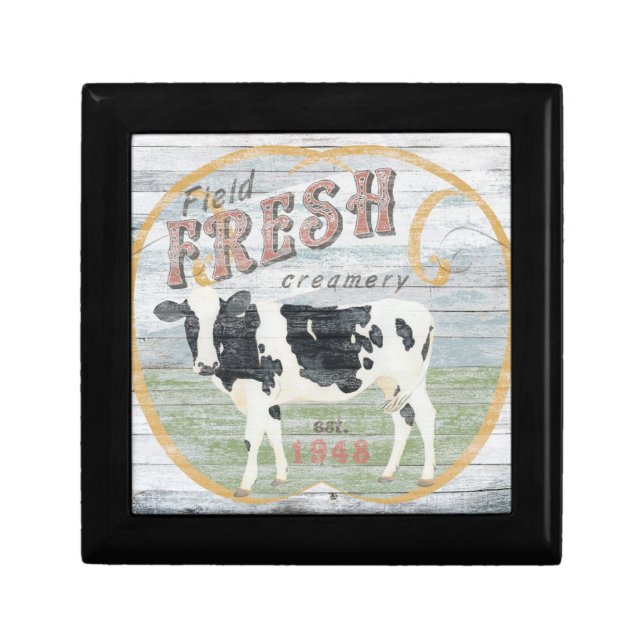 Vintage Fresh Creamery Cow Jewelry Box (Front)