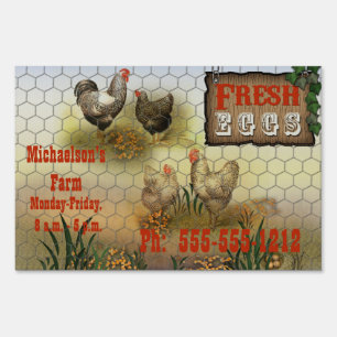 Vintage Fresh Eggs Chicken Farm Yard Sign