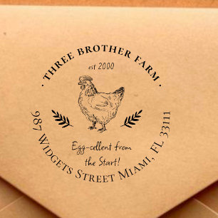 Vintage Fresh Eggs Family Farm Return Address Rubber Stamp