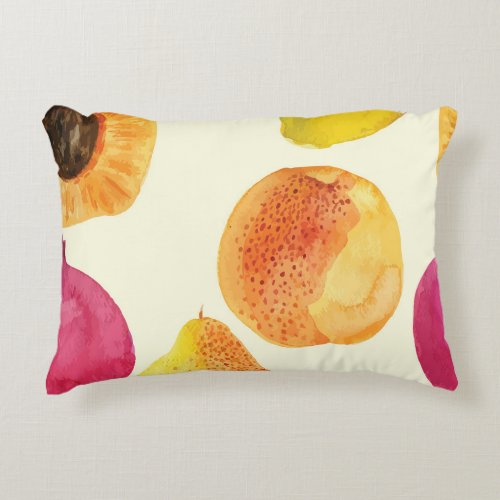 Vintage Fresh Fruits Watercolor Design Accent Pillow