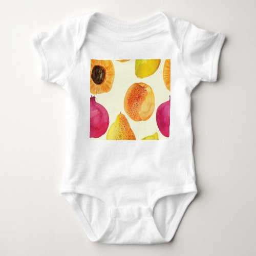 Vintage Fresh Fruits Watercolor Design Baby Bodysuit