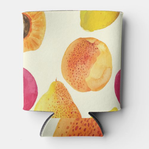 Vintage Fresh Fruits Watercolor Design Can Cooler