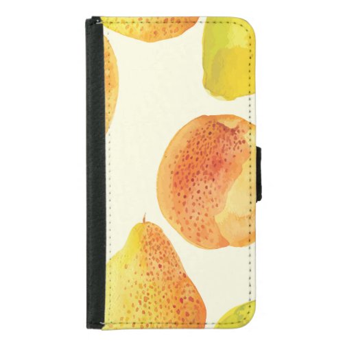 Vintage Fresh Fruits Watercolor Design Samsung Galaxy S5 Wallet Case