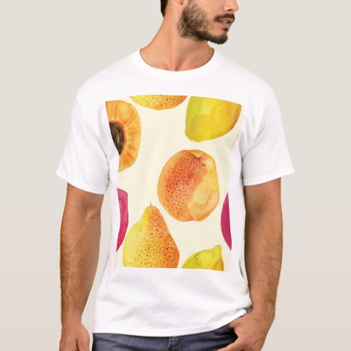 Vintage Fresh Fruits Watercolor Design T_Shirt