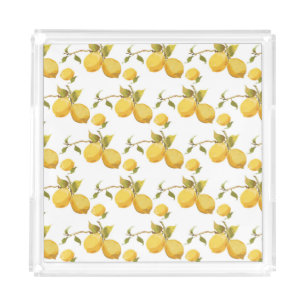 Vintage Fresh Lemons: Simplistic Design Acrylic Tray