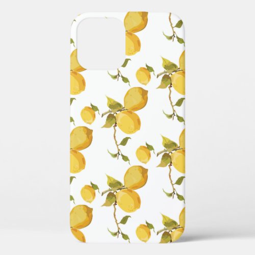 Vintage Fresh Lemons Simplistic Design iPhone 12 Case