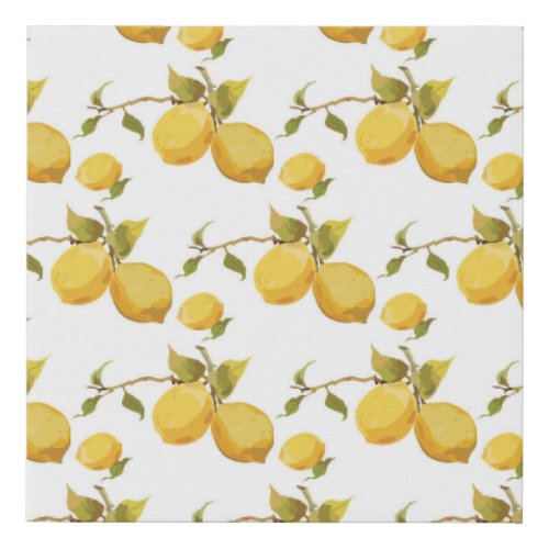 Vintage Fresh Lemons Simplistic Design Faux Canvas Print