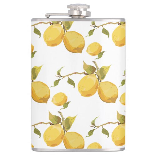 Vintage Fresh Lemons Simplistic Design Flask