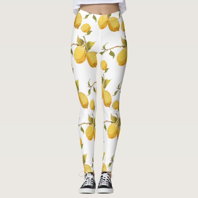 Vintage Fresh Lemons: Simplistic Design Leggings (Front)