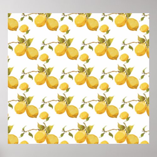 Vintage Fresh Lemons Simplistic Design Poster