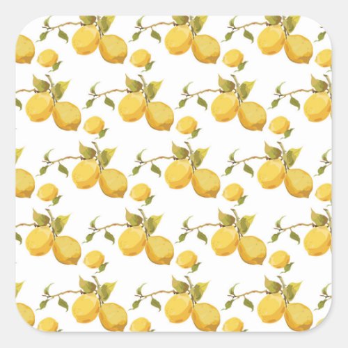 Vintage Fresh Lemons Simplistic Design Square Sticker
