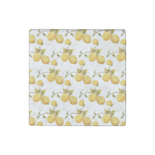 Vintage Fresh Lemons: Simplistic Design Stone Magnet