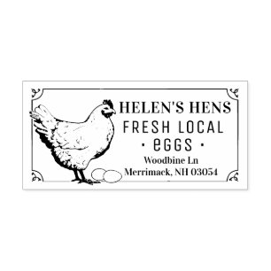 Vintage Fresh Local Egg Carton Stamp Hen and Eggs
