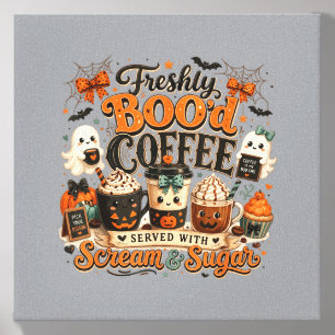 Vintage Freshly Bood Coffee Halloween Ghost Canvas Photo Tile