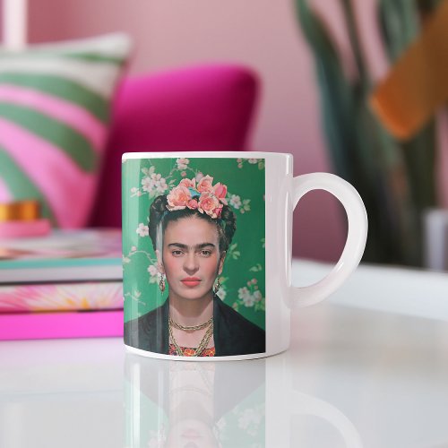 Vintage Frida Kahlo Portraits with Custom Quote Two_Tone Coffee Mug