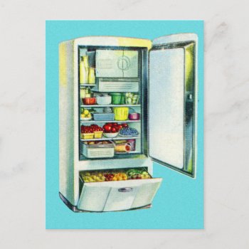 Vintage Fridge Refrigerator Postcard by seemonkee at Zazzle