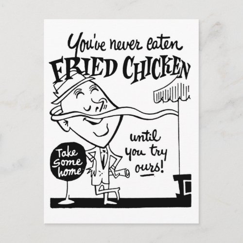 Vintage Fried Chicken Ad Art Postcard