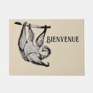 vintage friendly sloth -  BIENVENUE Doormat