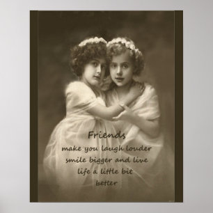 Vintage Friends Friendship Quote Poster