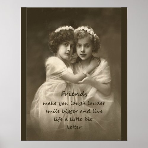 Vintage Friends Friendship Quote Poster