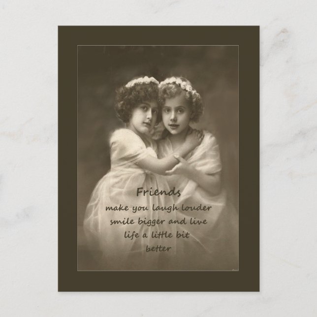 Vintage Friends Inspirational Friendship Quote Postcard (Front)