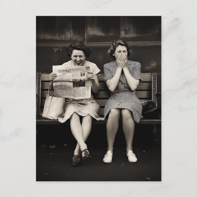 Vintage Friends Laughing Together Postcard (Front)